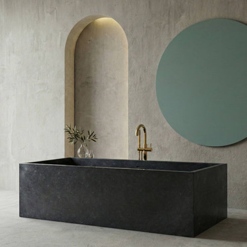 Baignoire rectangulaire de luxe en marbre noir