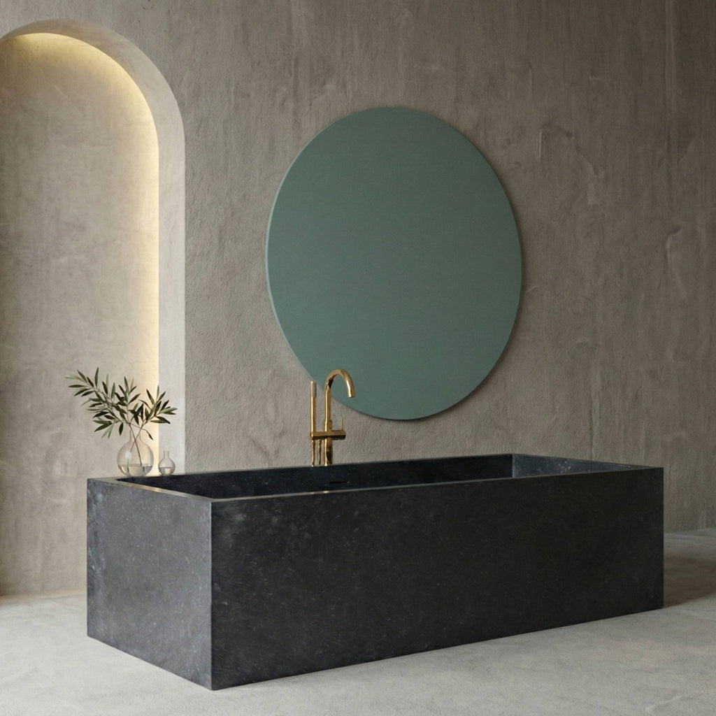 Baignoire rectangulaire de luxe en marbre noir