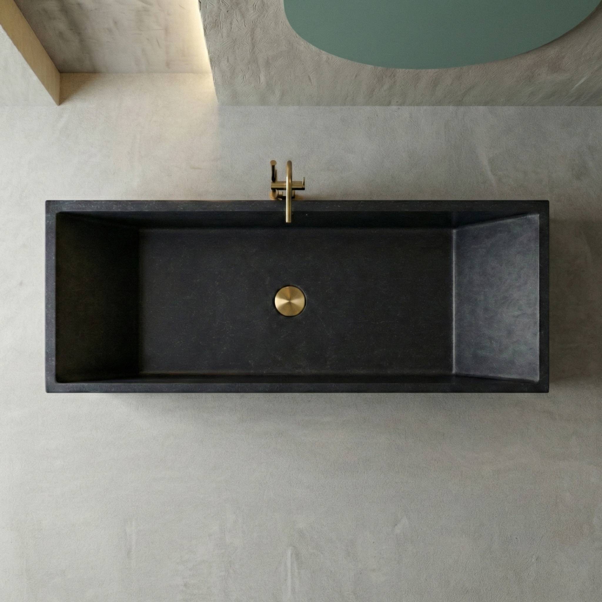 Baignoire rectangulaire de luxe en marbre noir