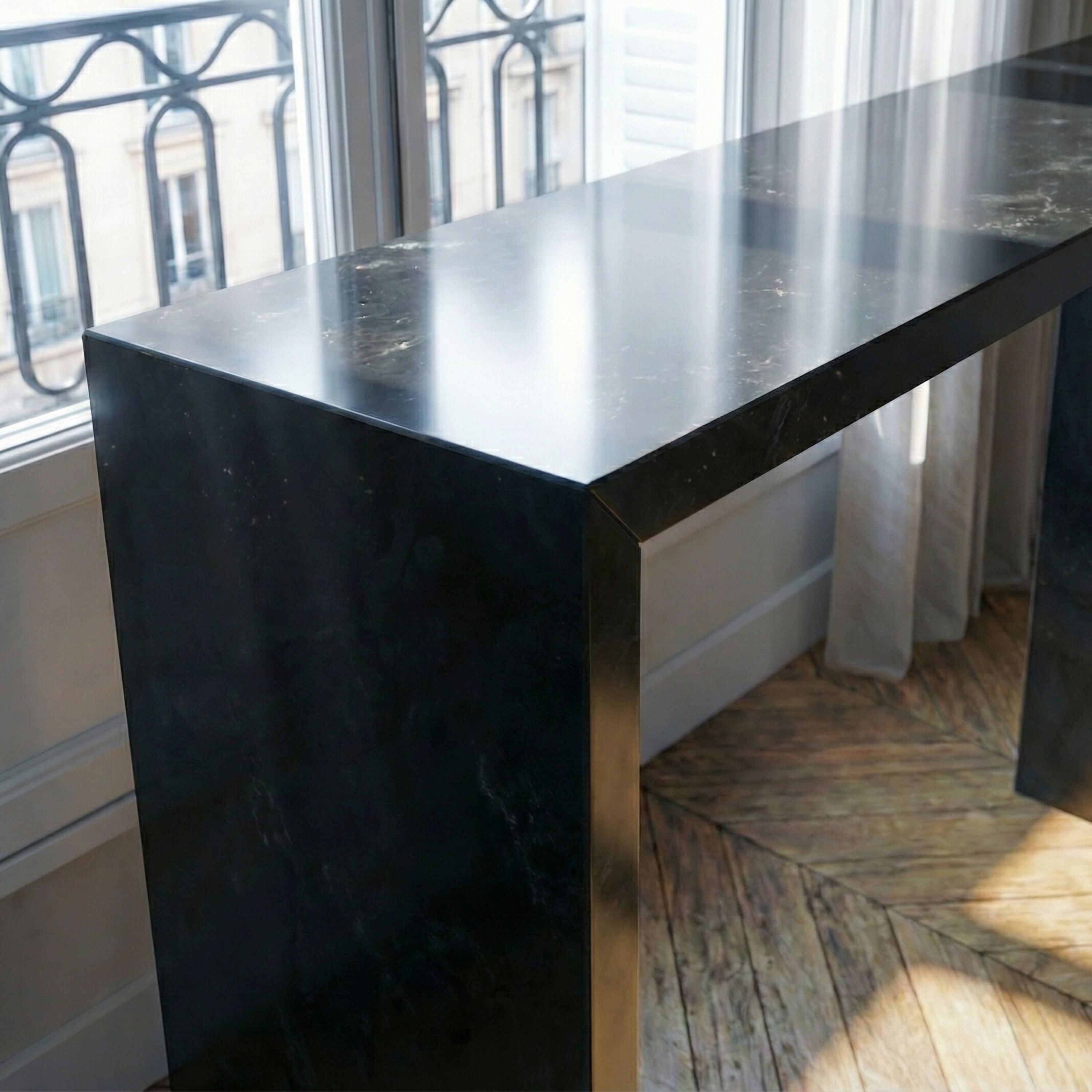 Black Natural Marble Console Table