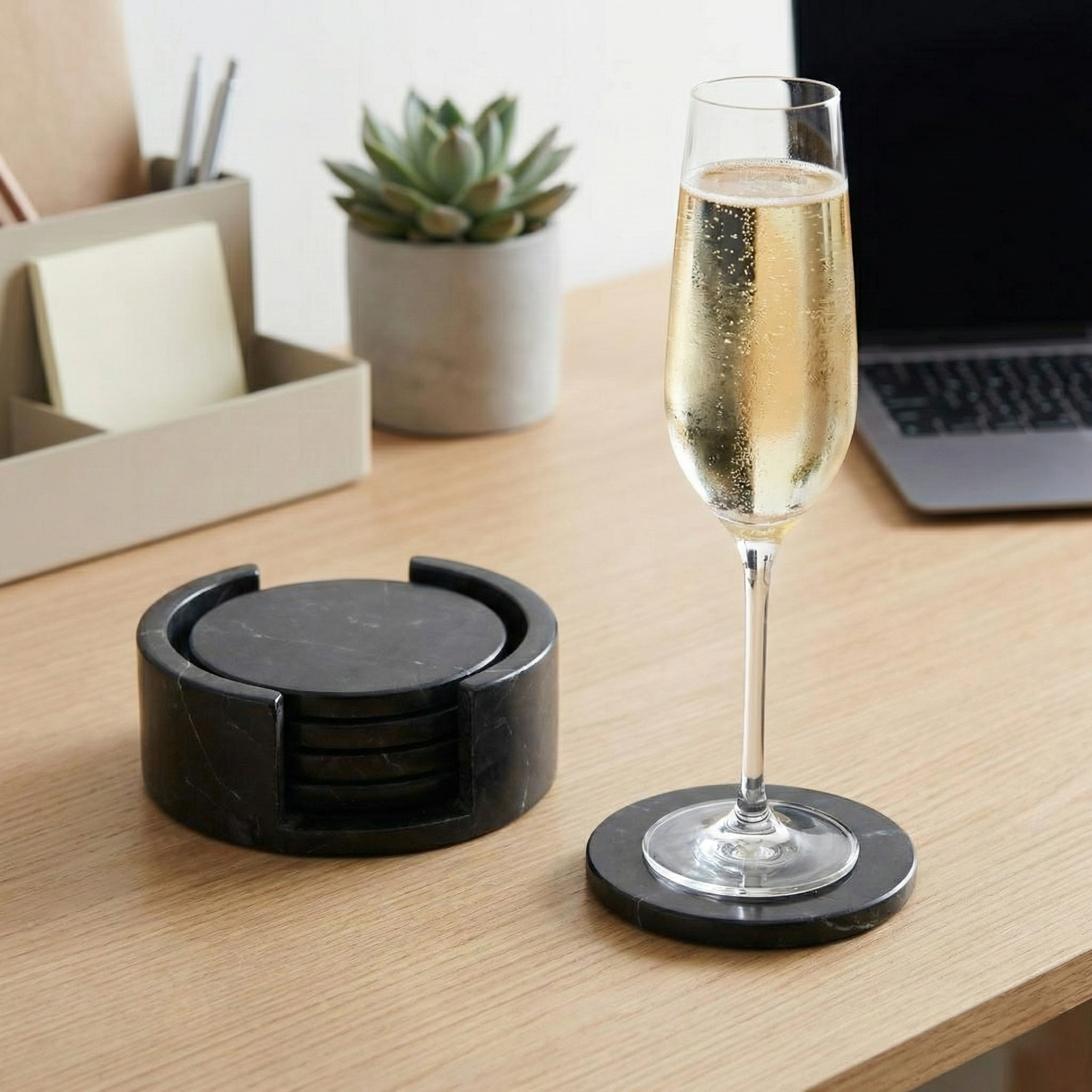 Black Marble Coasters (Set of 5)