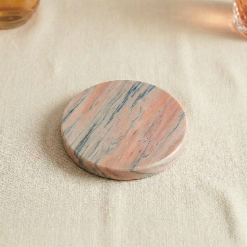 Sous-verres en marbre rose (lot de 5)