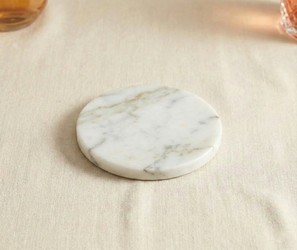 Dessous de verre en marbre blanc (lot de 5)