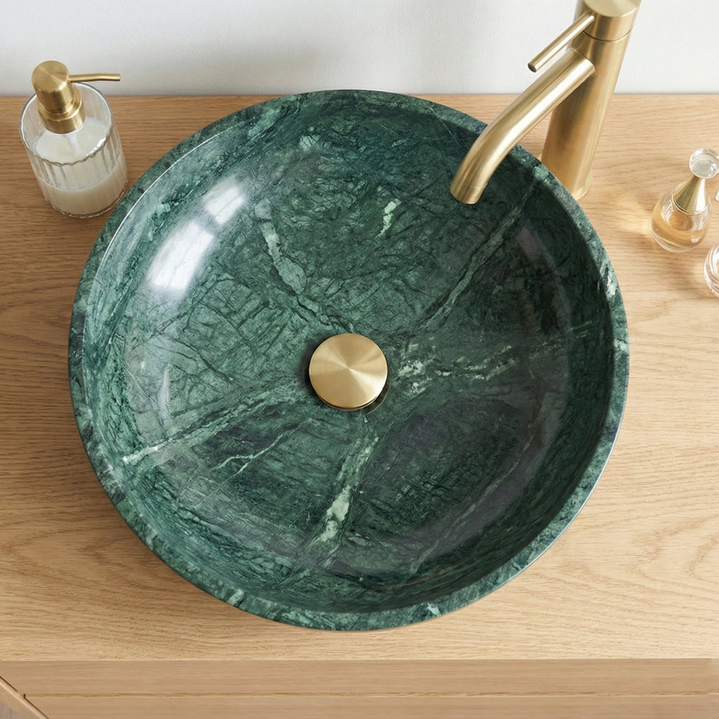 Lavabo de salle de bain en marbre naturel vert classique
