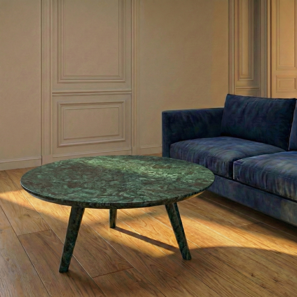 Table basse ronde en marbre naturel vert - Petite