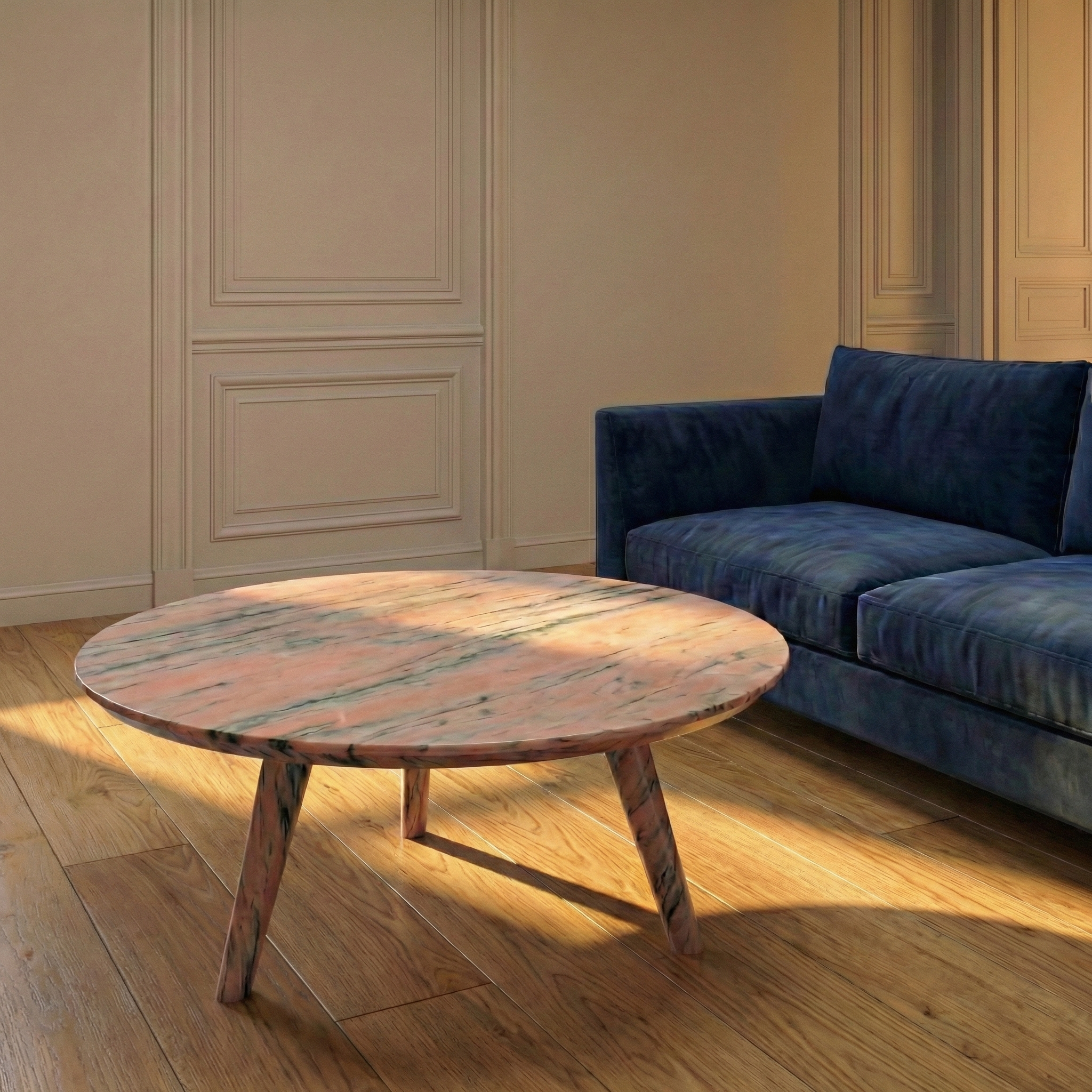 Table basse ronde en marbre naturel rose - Petite