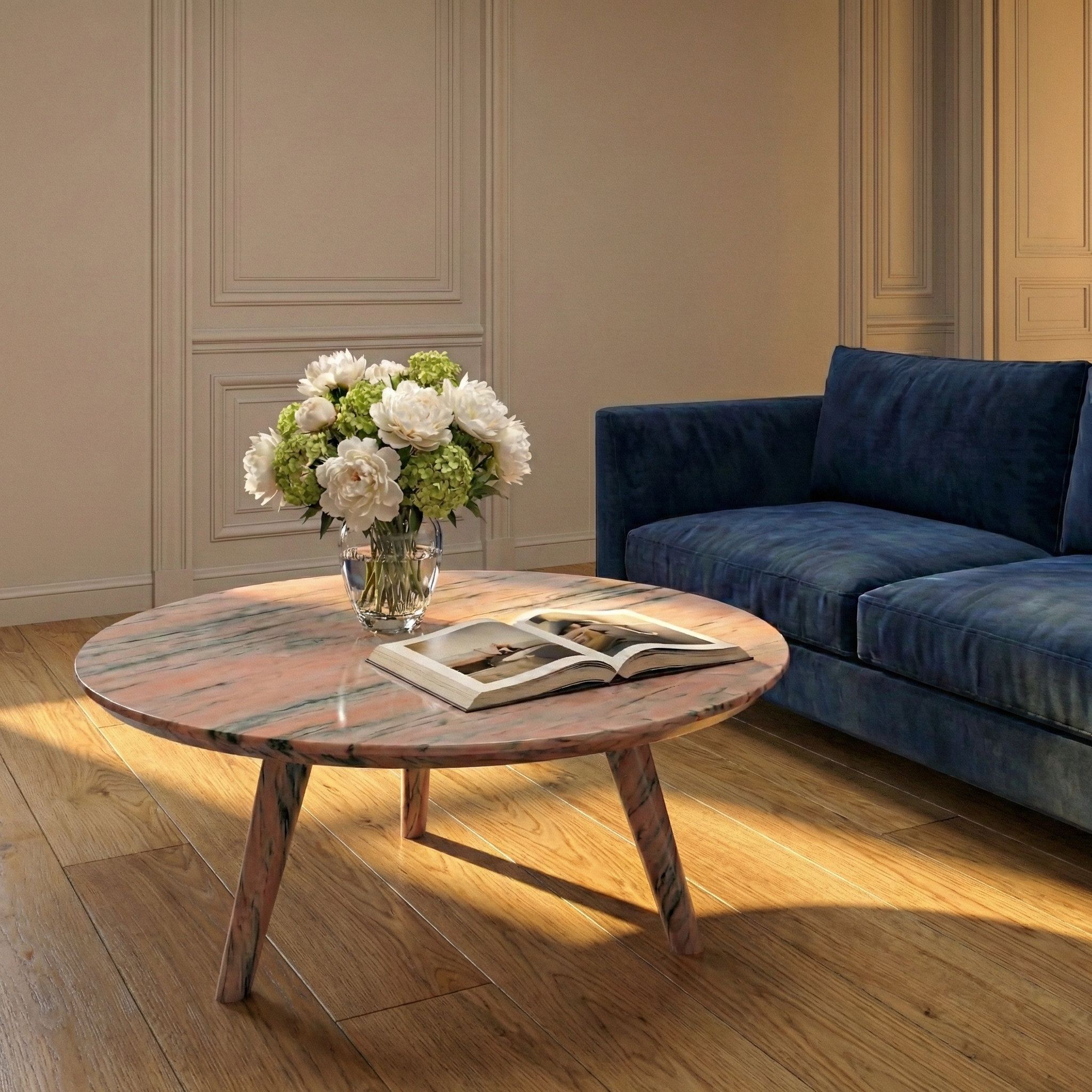 Table basse ronde en marbre naturel rose - Petite
