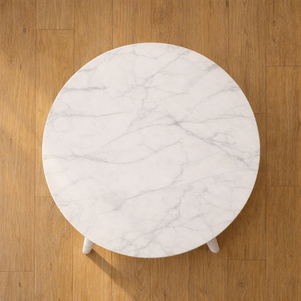 Table Basse Ronde en Marbre Naturel Blanc - Petite