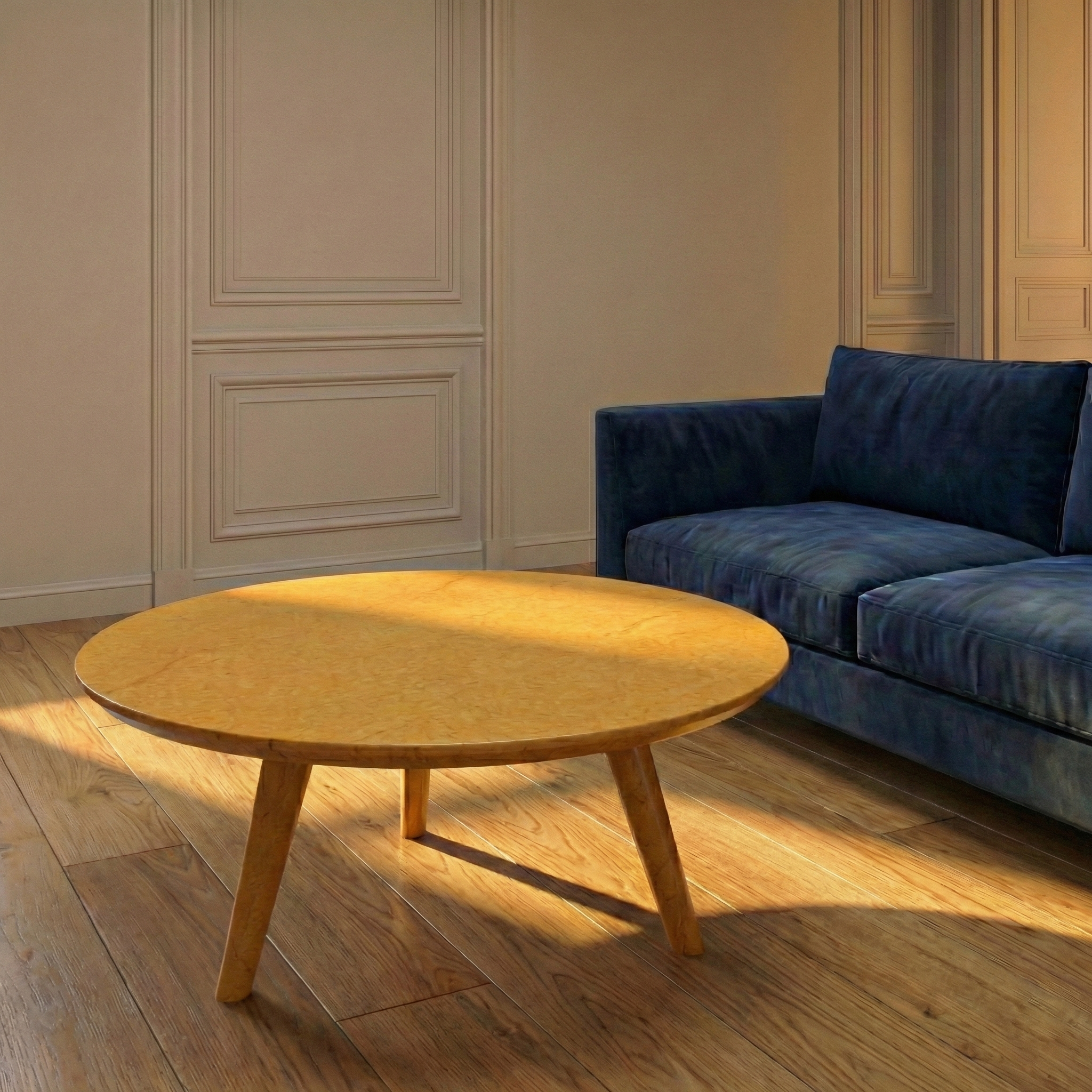 Table basse ronde en marbre naturel jaune - Petite