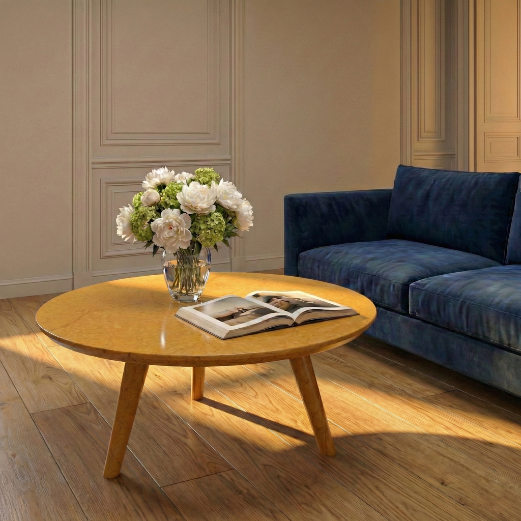Table basse ronde en marbre naturel jaune - Petite