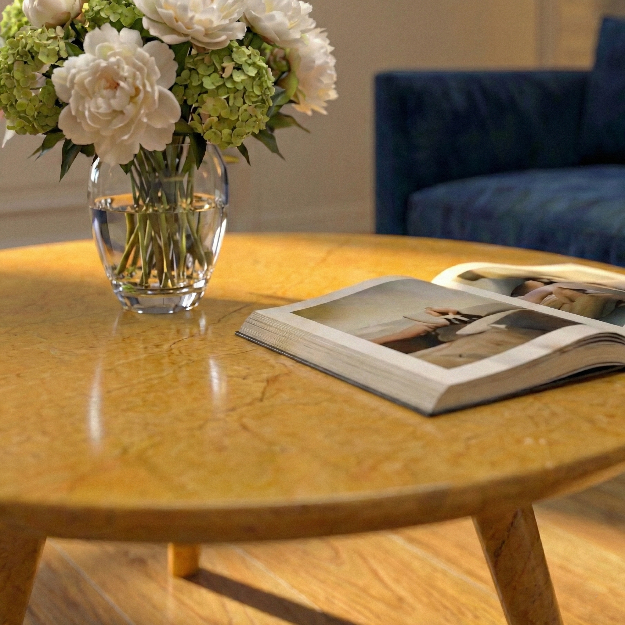 Table basse ronde en marbre naturel jaune - Petite