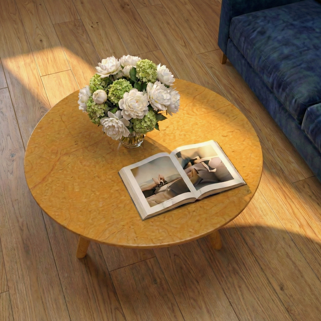 Table basse ronde en marbre naturel jaune - Petite