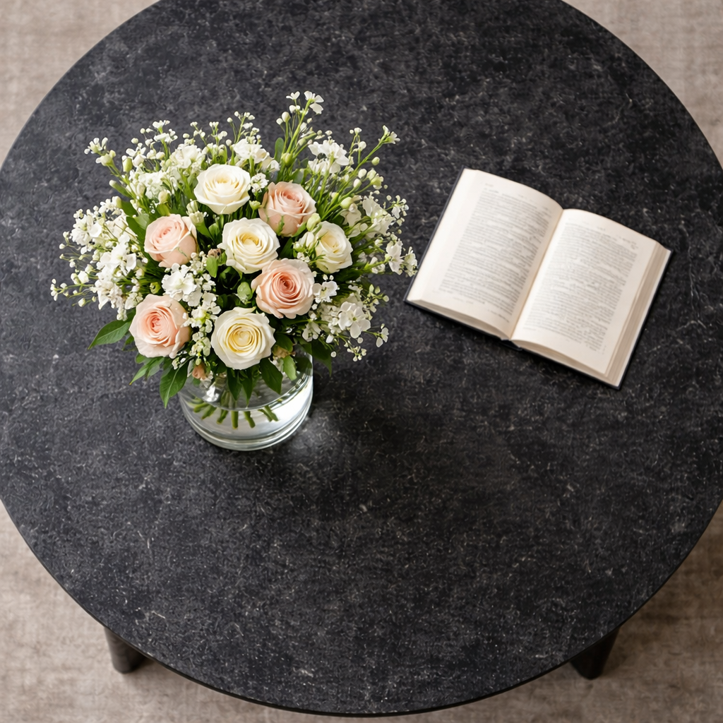 Table basse en marbre noir de grande taille