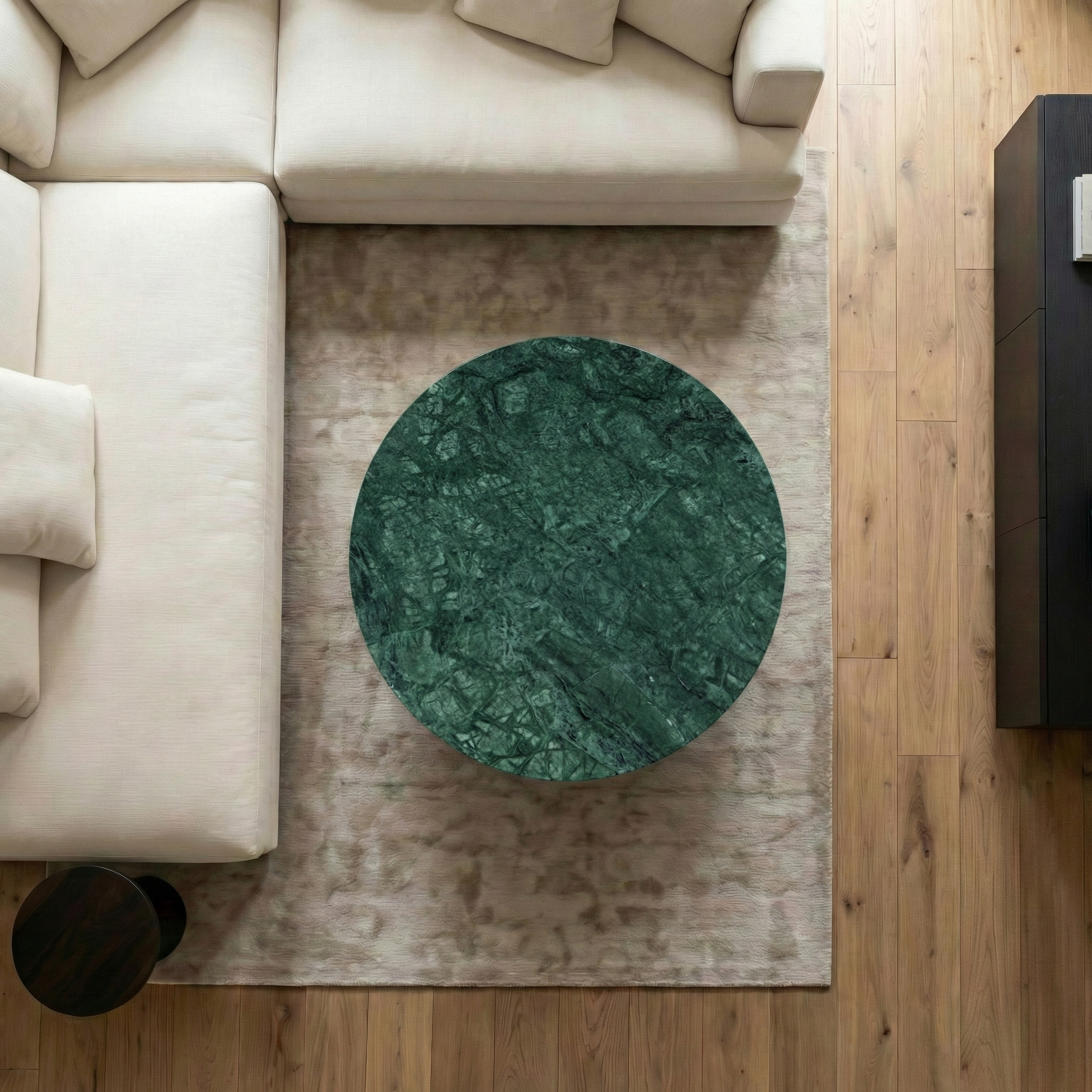 Grande table basse en marbre vert