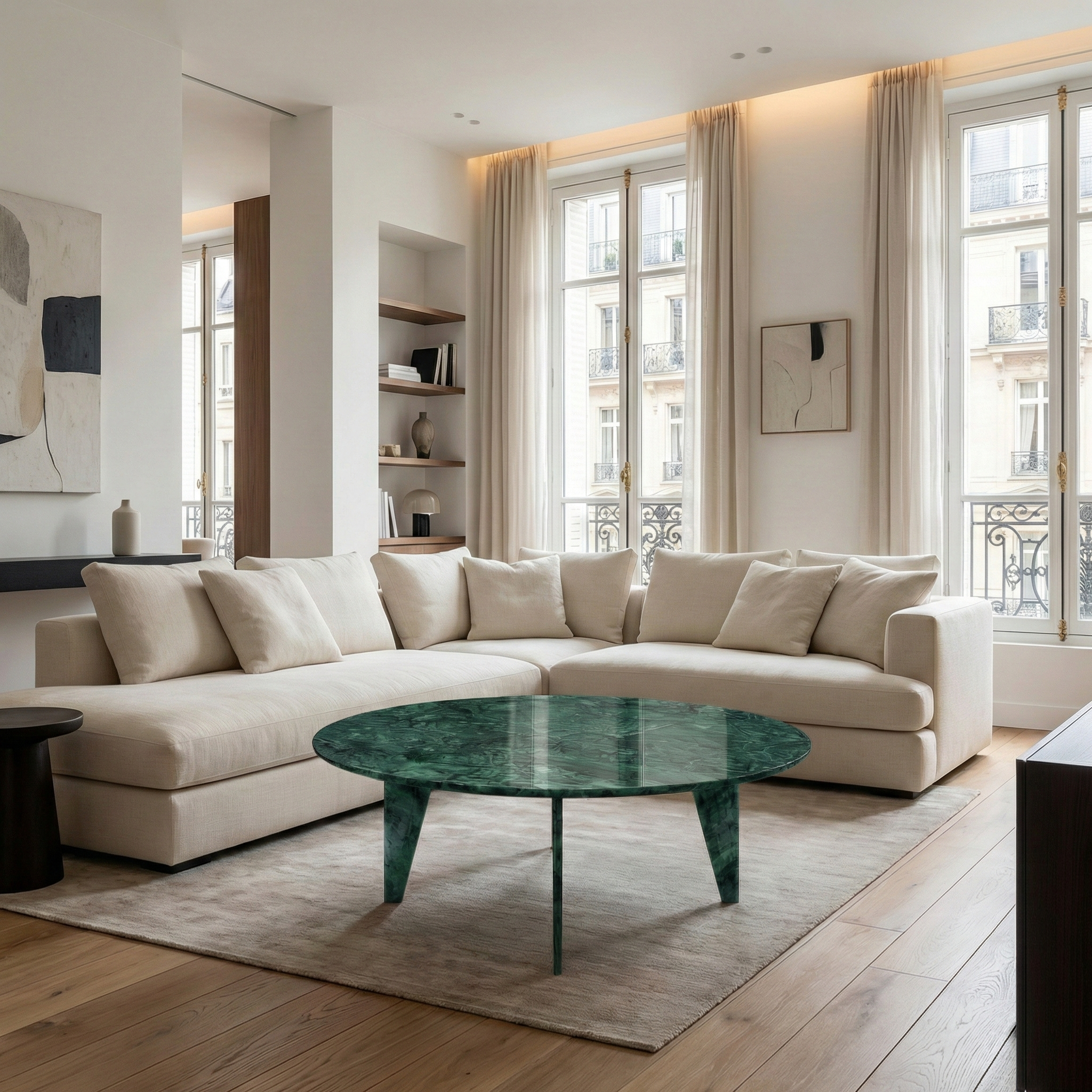 Grande table basse en marbre vert