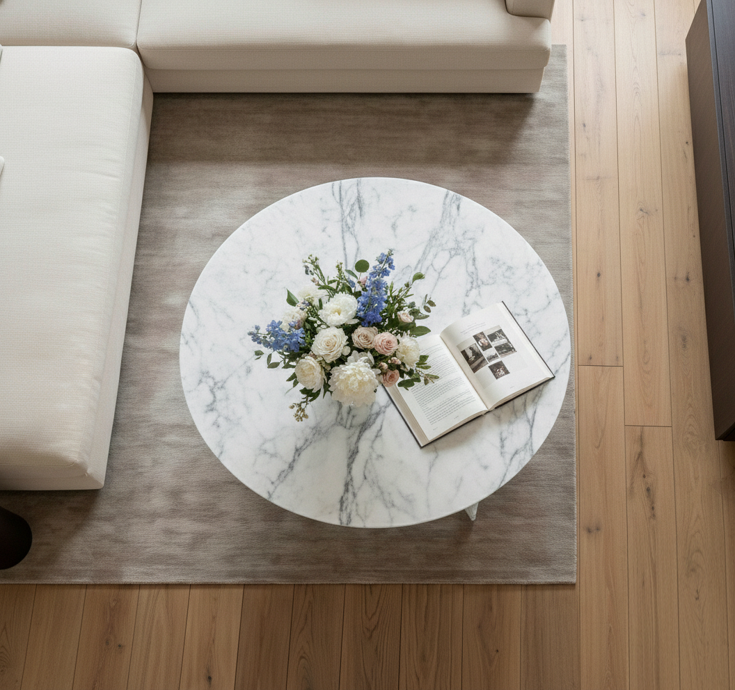 Grande table basse en marbre blanc