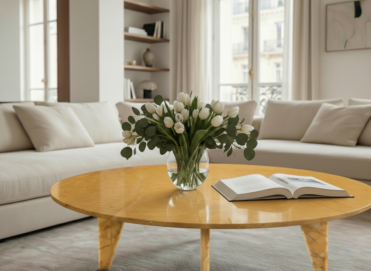 Table basse en marbre jaune de grande taille