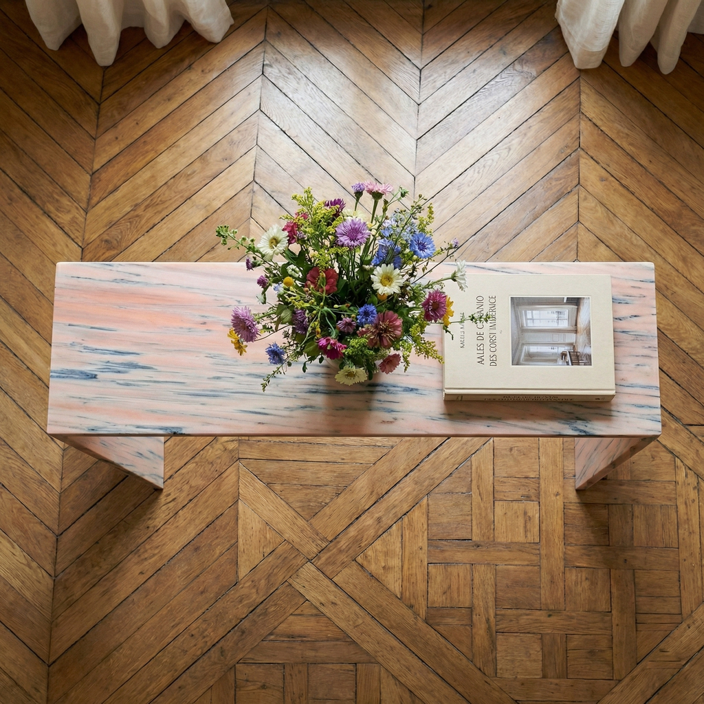 Console en marbre rose naturel