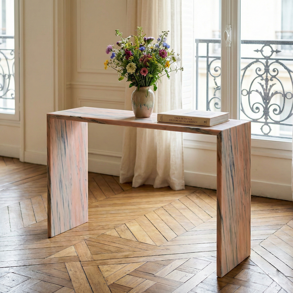 Console en marbre rose naturel