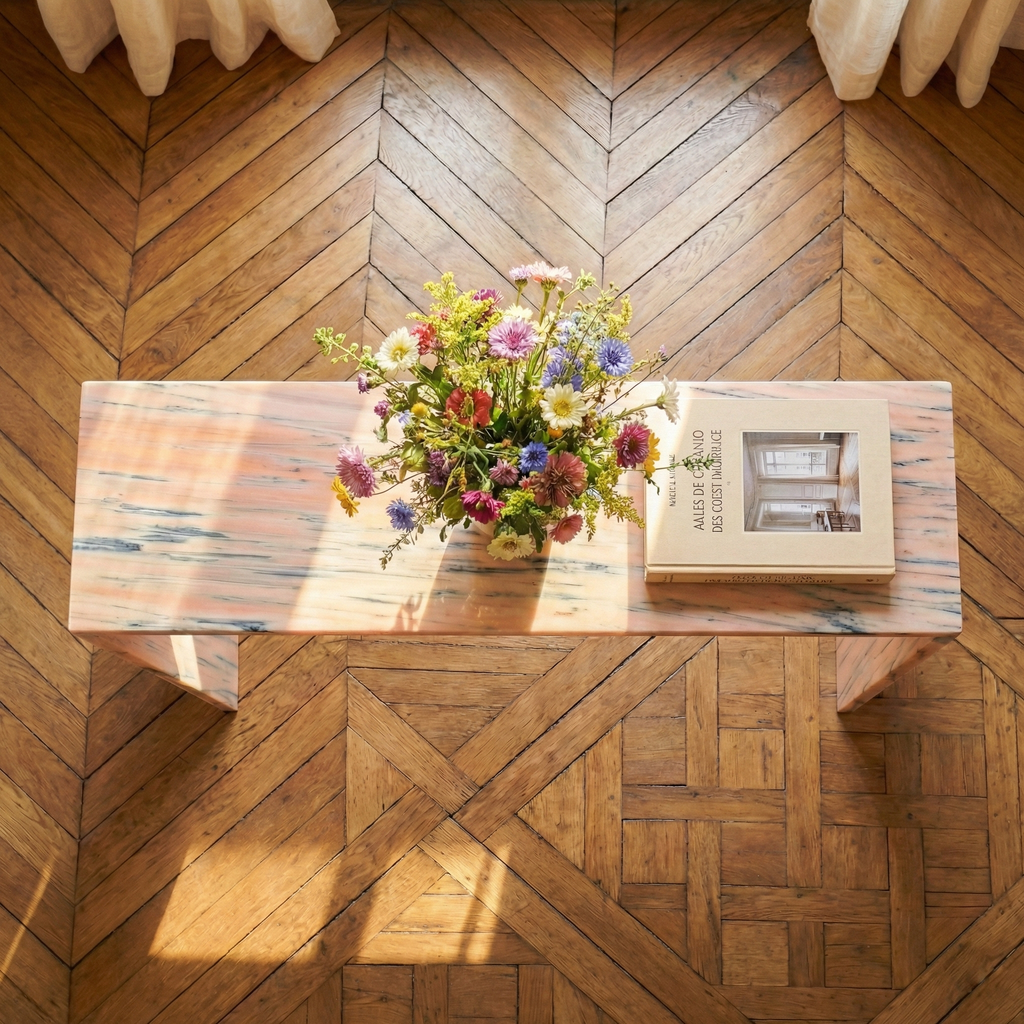 Console en marbre rose naturel