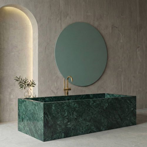 Baignoire rectangulaire de luxe en marbre vert