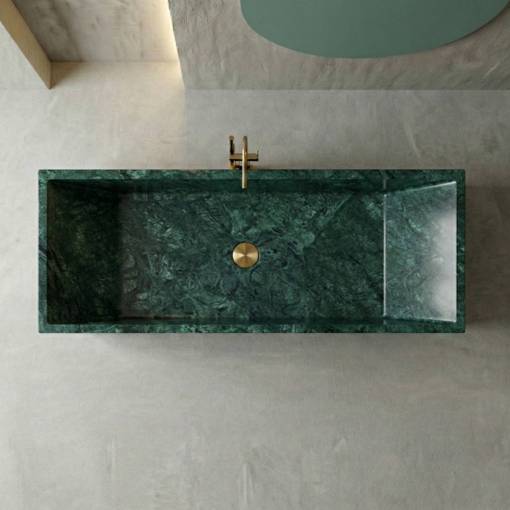 Baignoire rectangulaire de luxe en marbre vert