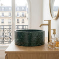 Grand lavabo de salle de bain rond en marbre vert