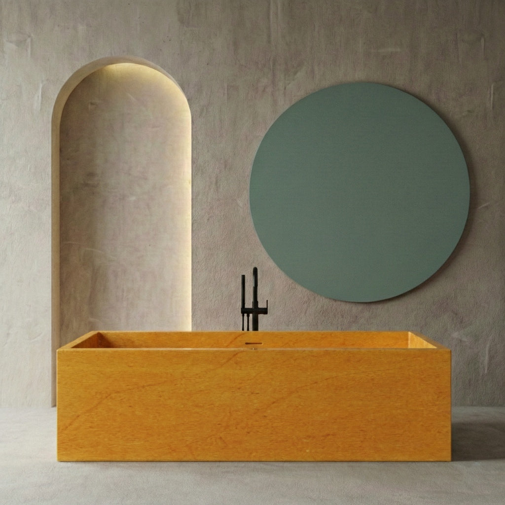 Baignoire rectangulaire de luxe en marbre jaune
