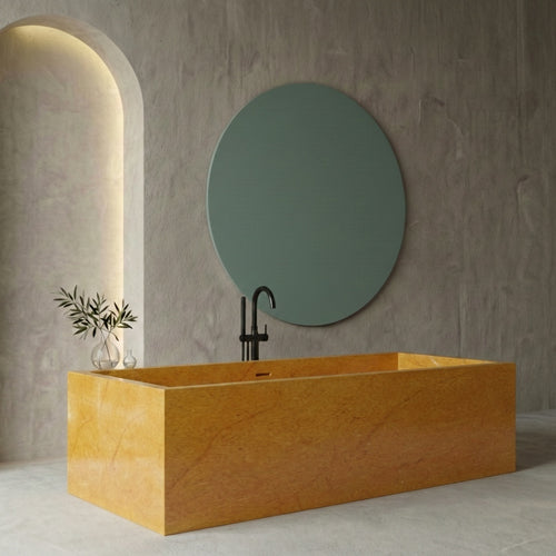 Baignoire rectangulaire de luxe en marbre jaune